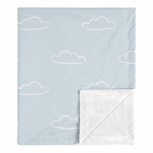 Airplane Red and Blue Collection Baby Blanket - Cloud Print