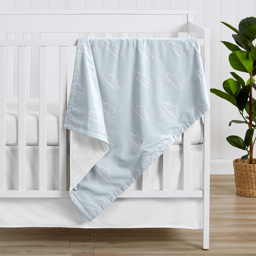 Airplane Red and Blue Collection Baby Blanket - Cloud Print - alt image 1