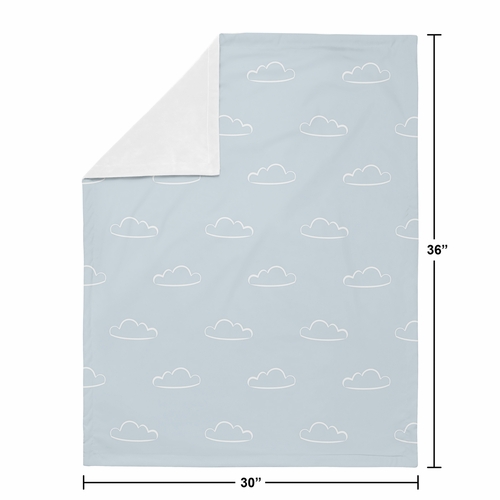 Airplane Red and Blue Collection Baby Blanket - Cloud Print - alt image 3