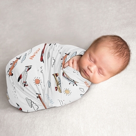 Airplane Red and Blue Collection Baby Swaddle Blanket