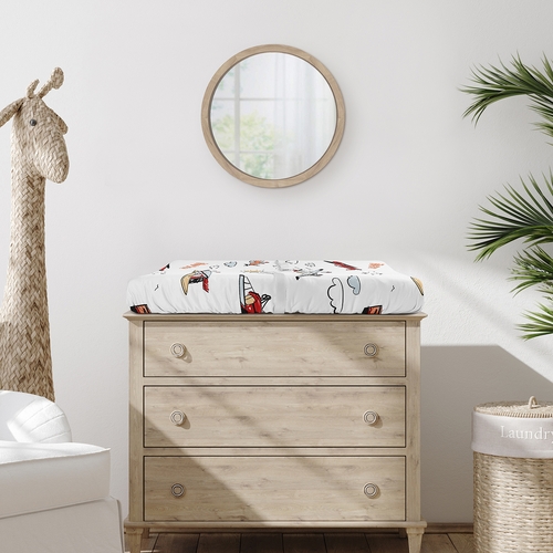 Airplane Red and Blue Collection Changing Pad Cover Sheet - alt image 1