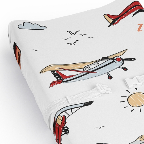Airplane Red and Blue Collection Changing Pad Cover Sheet - alt image 3