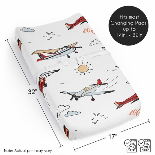 Airplane Red and Blue Collection Changing Pad Cover Sheet - alt image 5