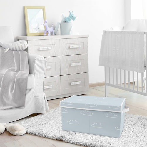 Airplane Red and Blue Collection Cloud Print Fabric Toy Bin Storage - alt image 1