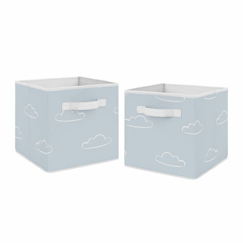 Airplane Red and Blue Collection Cloud Print Foldable Fabric Storage Bins