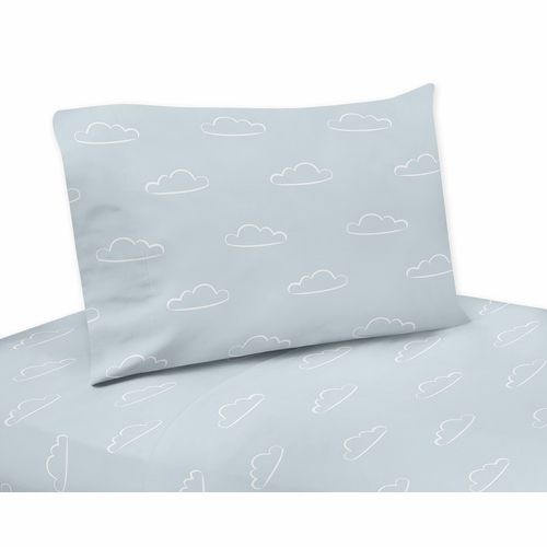 Airplane Red and Blue Collection Cloud Print Twin Sheet Set