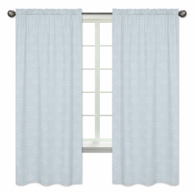 Airplane Red and Blue Collection Cloud Print Window Panels - Set of 2