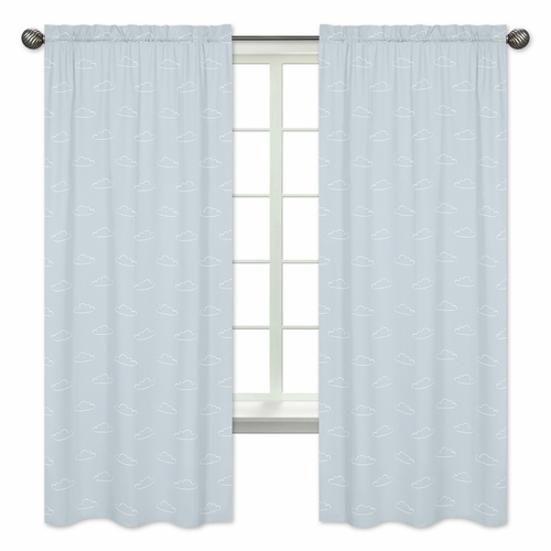 Airplane Red and Blue Collection Cloud Print Window Panels - Set of 2