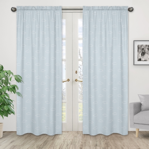 Airplane Red and Blue Collection Cloud Print Window Panels - Set of 2 - alt image 1