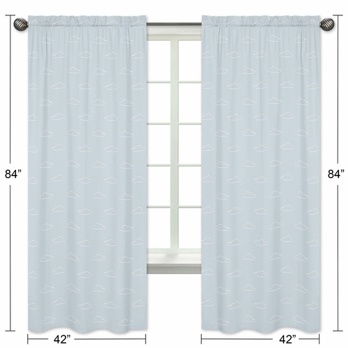 Airplane Red and Blue Collection Cloud Print Window Panels - Set of 2 - alt image 4