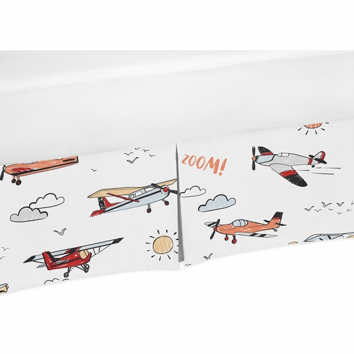 Airplane Red and Blue Collection Crib Bed Skirt