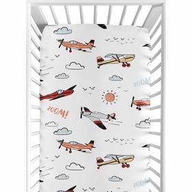 Airplane Red and Blue Collection Crib Sheet