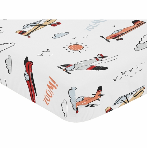 Airplane Red and Blue Collection Crib Sheet - alt image 2