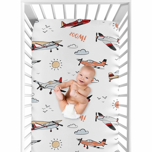 Airplane Red and Blue Collection Crib Sheet - alt image 3