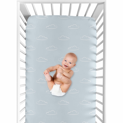 Airplane Red and Blue Collection Crib Sheet - Cloud Print - alt image 3