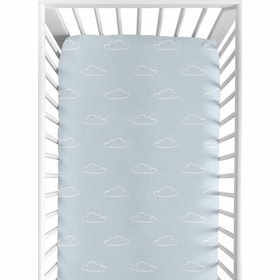 Airplane Red and Blue Collection Crib Sheet - Cloud Print