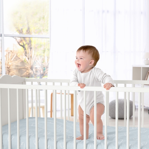 Airplane Red and Blue Collection Crib Sheet - Cloud Print - alt image 1