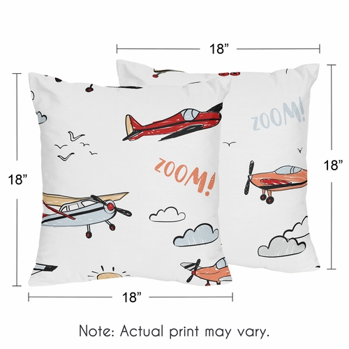 Airplane Red and Blue Collection Decorative Accent Throw Pillows - Set of 2 - alt image 2