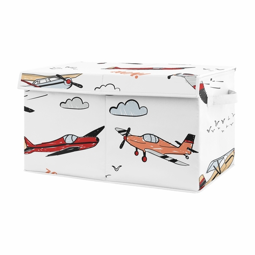 Airplane Red and Blue Collection Fabric Toy Bin Storage