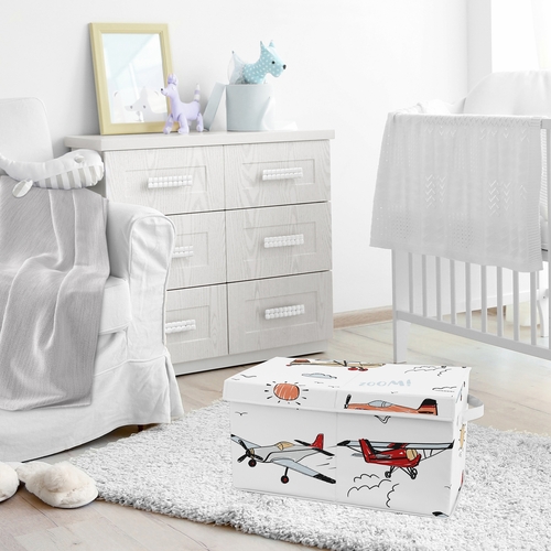 Airplane Red and Blue Collection Fabric Toy Bin Storage - alt image 1