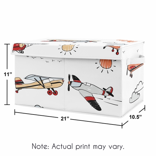 Airplane Red and Blue Collection Fabric Toy Bin Storage - alt image 2