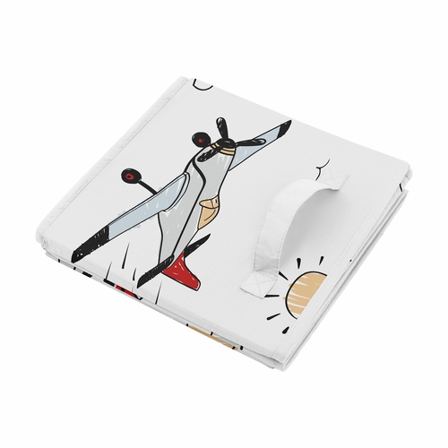 Airplane Red and Blue Collection Fabric Toy Bin Storage - alt image 3