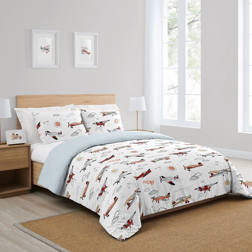 Airplane Red and Blue Collection Full/Queen Bedding - alt image 1