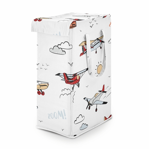 Airplane Red and Blue Collection Laundry Hamper with Handles