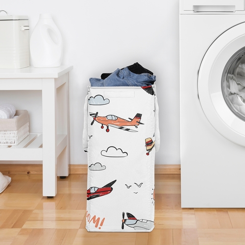 Airplane Red and Blue Collection Laundry Hamper with Handles - alt image 2