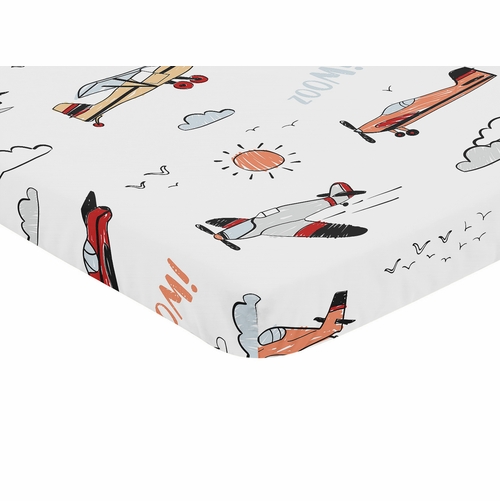 Airplane Red and Blue Collection Mini Crib Sheet - alt image 1