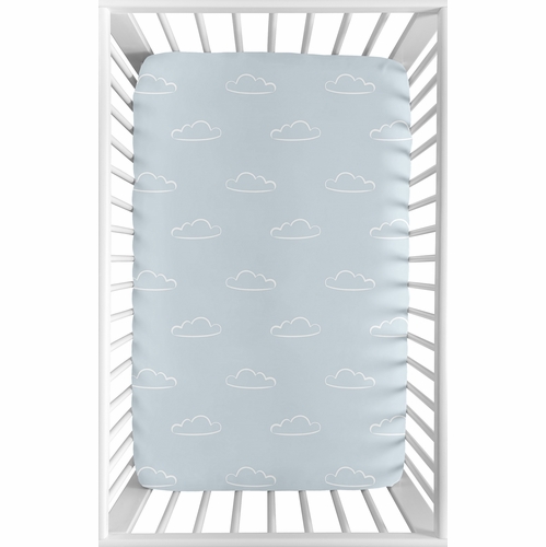 Airplane Red and Blue Collection Mini Crib Sheet - Cloud Print