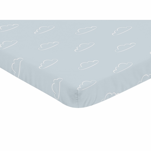 Airplane Red and Blue Collection Mini Crib Sheet - Cloud Print - alt image 1