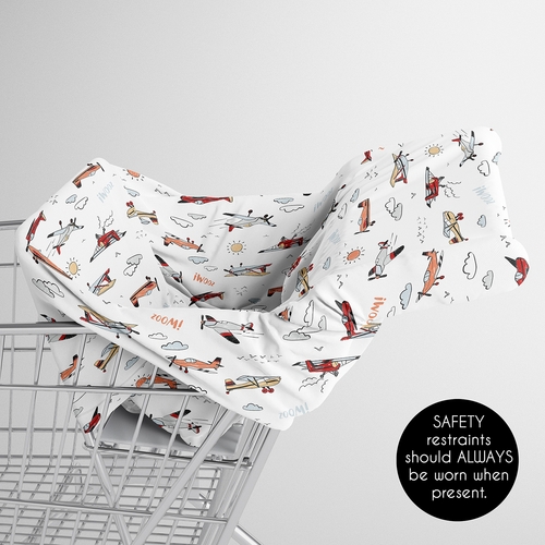 Airplane Red and Blue Collection Multi Use Baby Car Seat and Nursing Cover - alt image 3