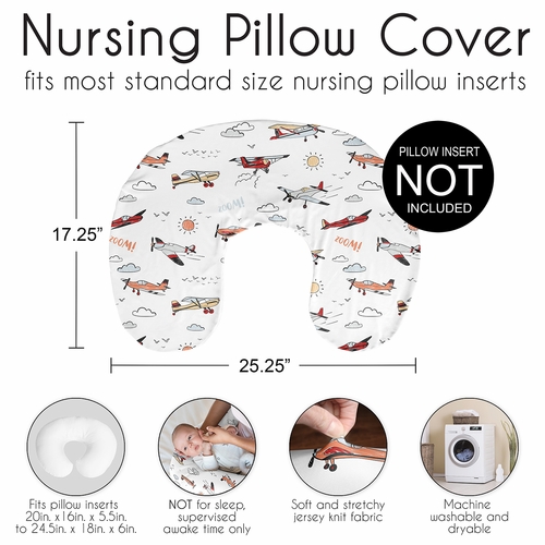Airplane Red and Blue Collection Nursing Breastfeeding Pillow Cover - alt image 5