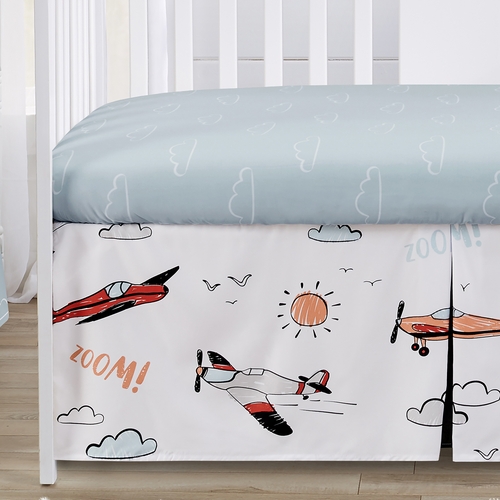 Airplane Red and Blue Collection Sweet Jojo Designs 6 Piece Crib Bedding + BreathableBaby Breathable Mesh Liner - alt image 4