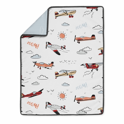 Airplane Red and Blue Collection Sweet Jojo Designs 6 Piece Crib Bedding + BreathableBaby Breathable Mesh Liner - alt image 3