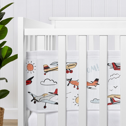 Airplane Red and Blue Collection Sweet Jojo Designs + BreathableBaby Breathable Mesh Crib Liner - alt image 3