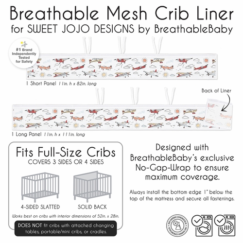 Airplane Red and Blue Collection Sweet Jojo Designs + BreathableBaby Breathable Mesh Crib Liner - alt image 5