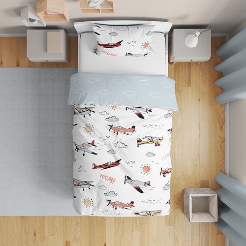 Airplane Red and Blue Collection Toddler Bedding - alt image 1