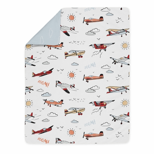 Airplane Red and Blue Collection Toddler Bedding - alt image 3