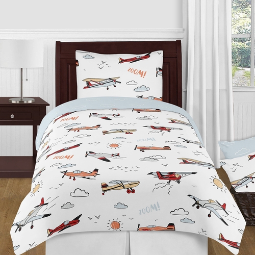 Airplane Red and Blue Collection Twin Bedding