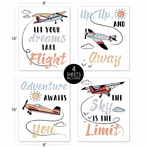 Airplane Red and Blue Collection Wall Art Prints - Set of 4 - alt image 4