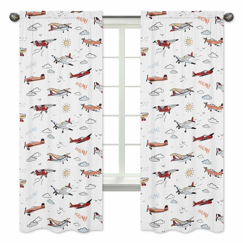 Airplane Red and Blue Collection Window Panels - Set of 2