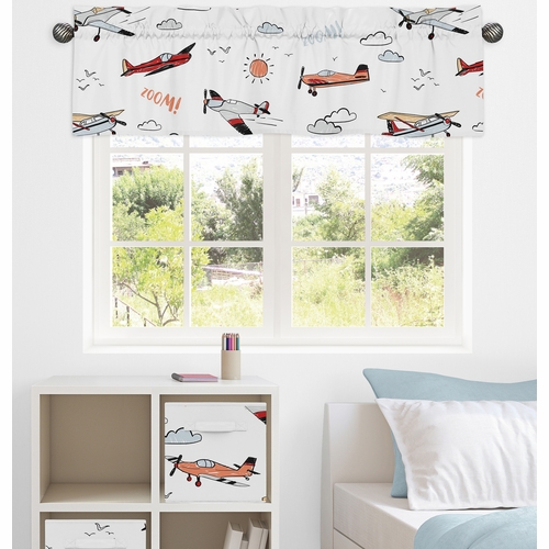 Airplane Red and Blue Collection Window Valance - alt image 1