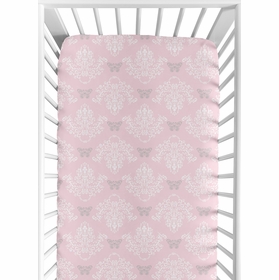 Alexa Collection Crib Sheet - Damask Print