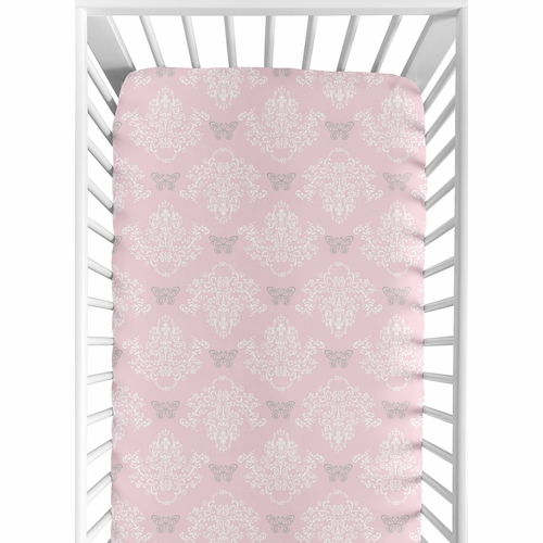 Alexa Collection Crib Sheet - Damask Print