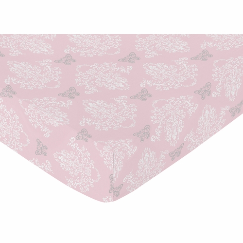 Alexa Collection Crib Sheet - Damask Print - alt image 2