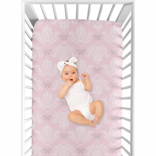 Alexa Collection Crib Sheet - Damask Print - alt image 3