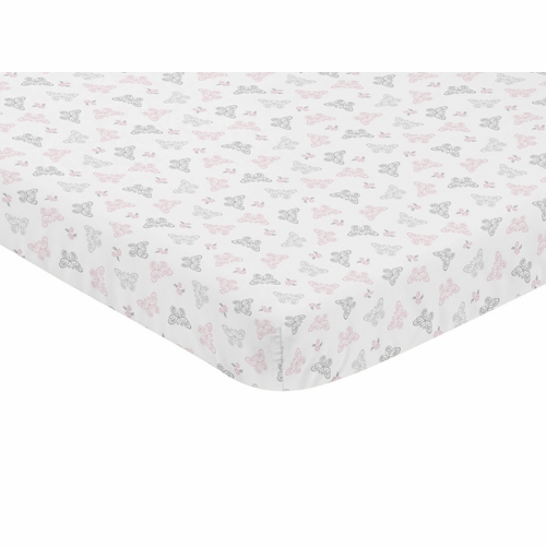 Alexa Collection Mini Crib Sheet - Butterfly Print