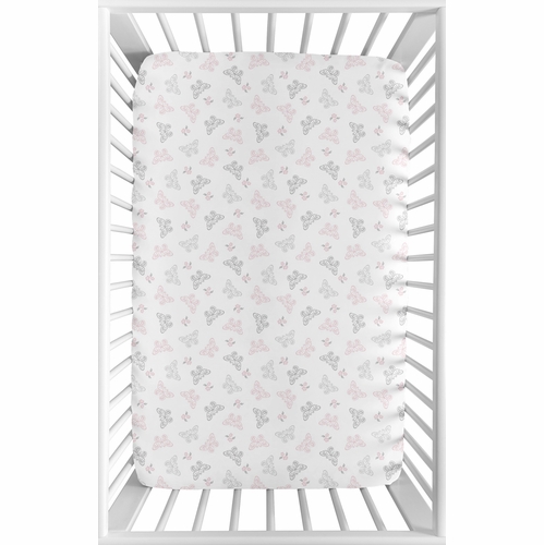 Alexa Collection Mini Crib Sheet - Butterfly Print - alt image 1